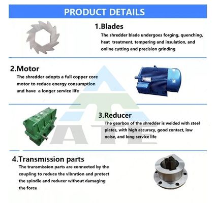 Rubber crumb afval Plastic houtband buis pallet shredder met 200-2200mm Input Size