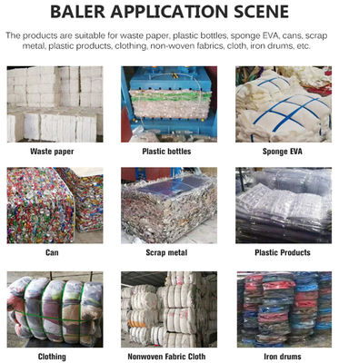 Gebruikte kledingcompressieverpakkingsmachine Horizontale baler met plastic filmflessen