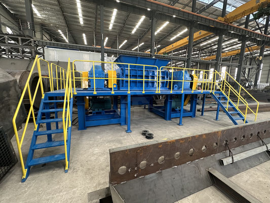 Doppelschacht Hydraulische afvalbanden versnippermachine Plastic metalen schacht versnipper