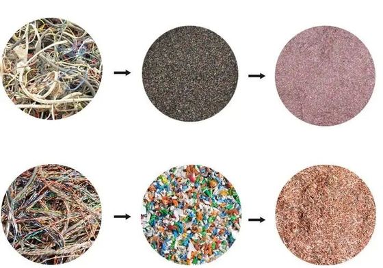Makkelijke bediening Automatische rijstmachine met gedroogd koper voor het recyclen van kabeldraadgranulaat