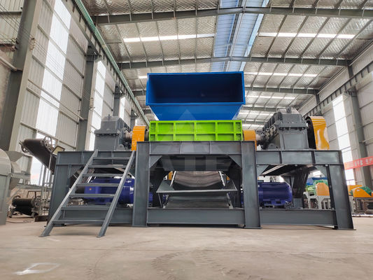 Metalen dubbele schacht versnipper voor zwaar schroot afval plastic eindproduct 1-10 cm Output
