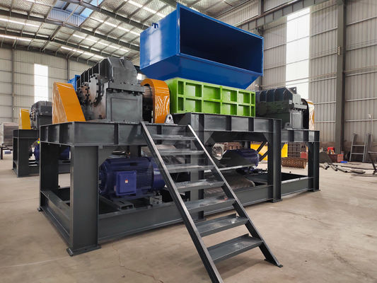 Metalen dubbele schacht versnipper voor zwaar schroot afval plastic eindproduct 1-10 cm Output