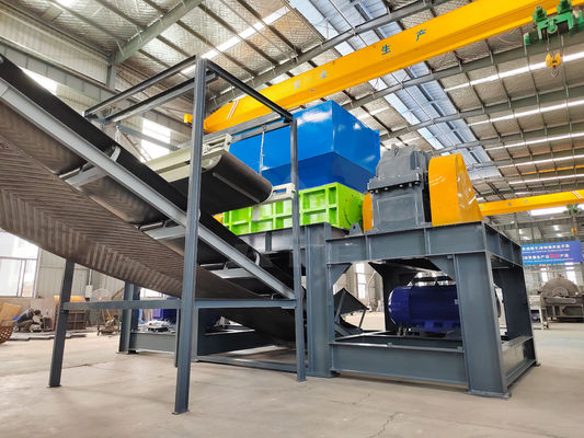 Metalen dubbele schacht versnipper voor zwaar schroot afval plastic eindproduct 1-10 cm Output