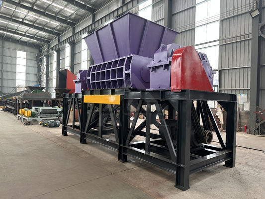 Dubbele schacht shredder voor het recyclen van papier, karton, rubber, plastic en staal