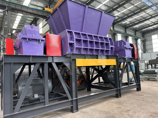 Dubbele schacht shredder voor het recyclen van papier, karton, rubber, plastic en staal