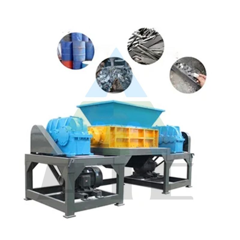Schrootmachine type 800 voor afval van rubber, plastic, karton, metaalbrokken, banden, vuilnisbakken en vaten