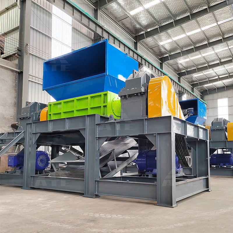 Metalen dubbele schacht versnipper voor zwaar schroot afval plastic eindproduct 1-10 cm Output